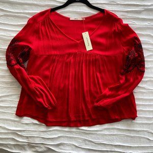 Red long sleeve peasant shirt